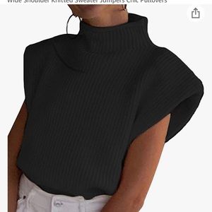 Sleeveless Turtleneck Wide Shoulder Knitted (Small)